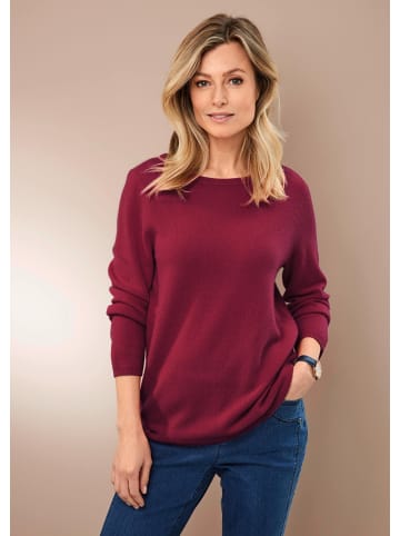 GOLDNER Kurzgröße:  Kaschmirpullover mit U-Boot Ausschnitt in dunkelrot