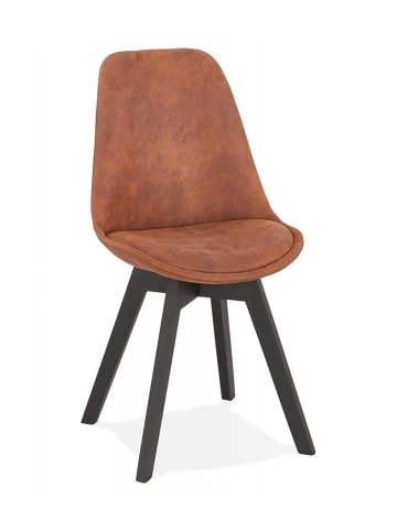 KADIMA DESIGN Holzstuhl mit Mikrofaserbezug | Rustikal Modern in Braun-Schwarz