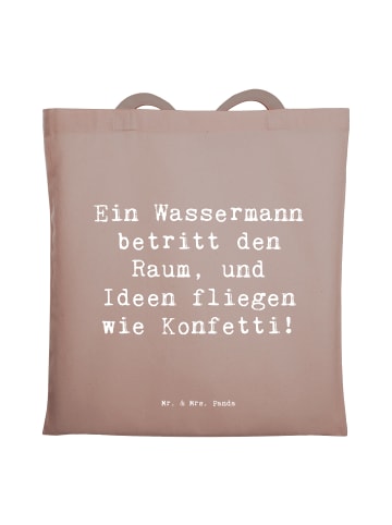 Mr. & Mrs. Panda Tragetasche Spruch Wassermann Ideenflug mit Spruch in Braun Pastell