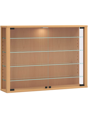 VCM Wandvitrine Hängevitrine Glasvitrine Vitrosa L in Buche