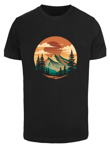 F4NT4STIC T-Shirt Sonnenuntergang Berglandschaft in schwarz