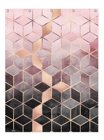 Juniqe Duschvorhang "Pink Grey Gradient Cubes" in Grau & Rosa