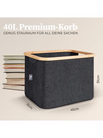 HENNEZ HENNEZ Aufbewahrungskorb "Laura", 40 Liter - faltbar - stabiler Bambusrahmen