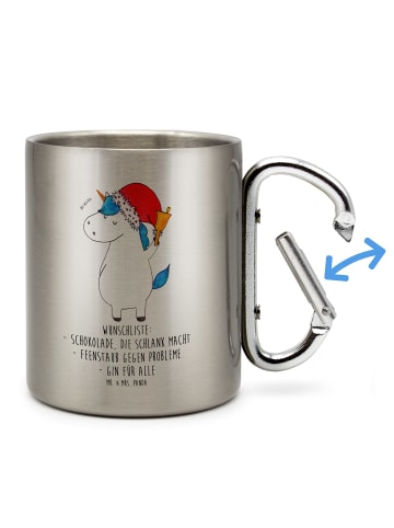 Mr. & Mrs. Panda Outdoor Kaffeebecher Einhorn Weihnachtsmann mit... in Silber