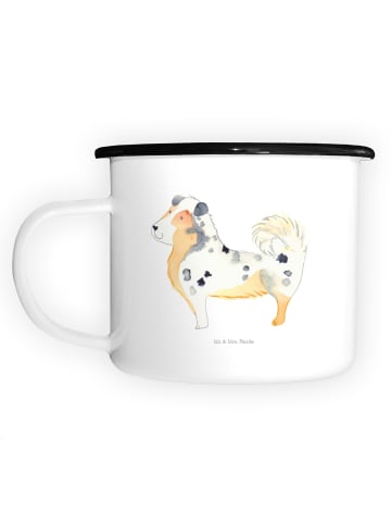 Mr. & Mrs. Panda Emaille Tasse Hund Australien Shepherd ohne Spruch in Weiß