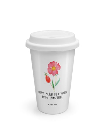 Mr. & Mrs. Panda To Go Becher Blume HageRundunge mit Spruch in Weiß