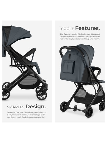 tectake Buggy-Kinderwagen Finn für 0 bis 36 Monate geeignet, Belastbarkeit 15 kg, anthra