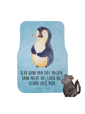 Mr. & Mrs. Panda Fußmatte Auto Pinguin Diät mit Spruch in Eisblau
