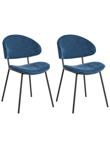Beliani 2er-Set Esszimmerstuhl KIANA in Blau/Schwarz