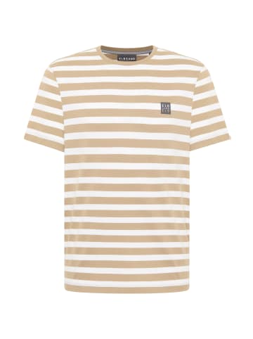 ELBSAND T-Shirt Noe in Desert Brown + Bright White STRIPE