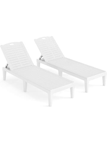 COSTWAY 2er Set Sonnenliege Kunststoff in Weiß