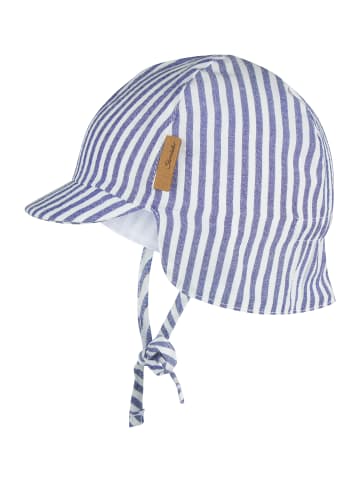 Sterntaler Schirmmütze mit Nackenschutz gestreift in bläulich
