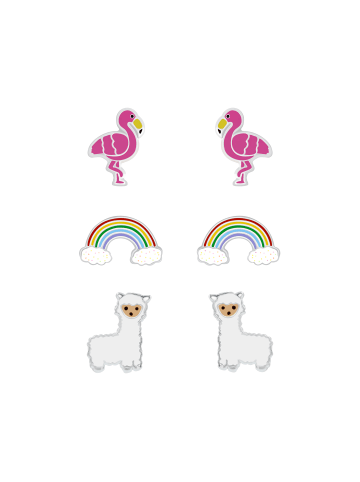 Alexander York Kinderschmuck OHRSTECKER-SET Flamingo, Regenbogen, Alpaka, 3-tlg.