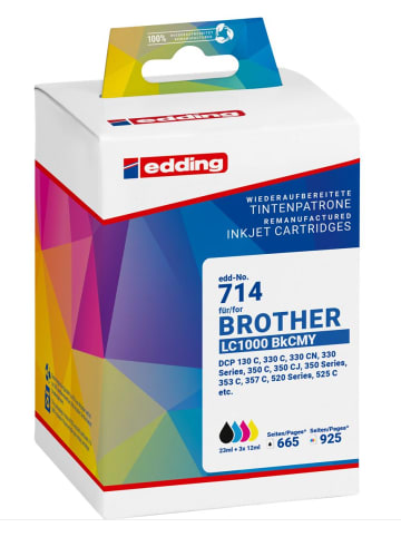 edding Tintenpatrone kompatibel mit Brother LC970/LC1000 black + colour Multipack 4