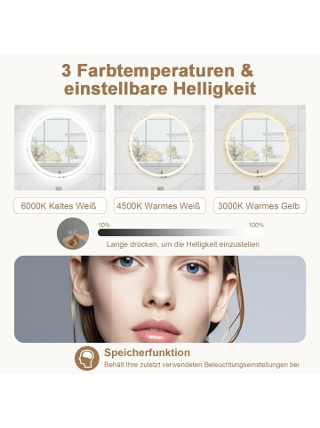 COSTWAY LED Badspiegel 60cm rund in Silber