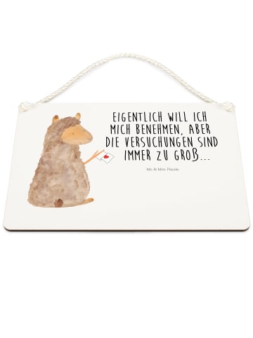 Mr. & Mrs. Panda Wandbild Holz Alpaka Fahne mit Spruch in Weiß
