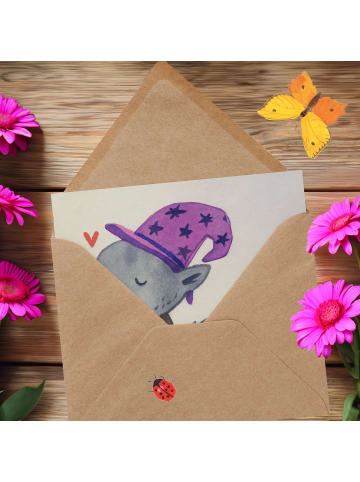 Mr. & Mrs. Panda Einladungskarte Kater Kaffee Design mit Spruch in Weiß