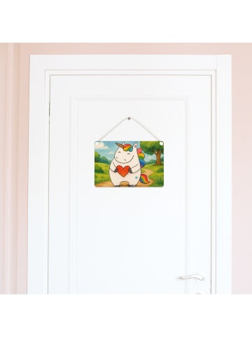 Mr. & Mrs. Panda Holzschild Einhorn Herz Design ohne Spruch in Weiß