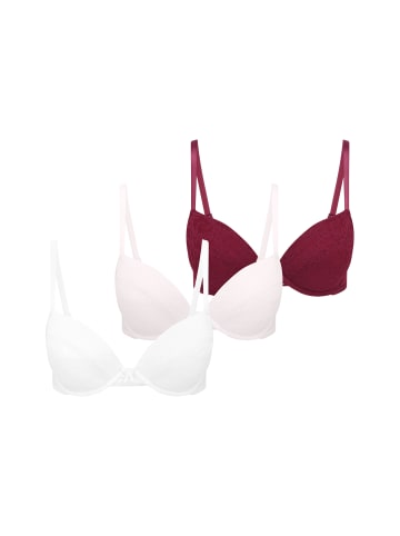 PETITE FLEUR Push-up-BH in weiß+rosé+brombeer