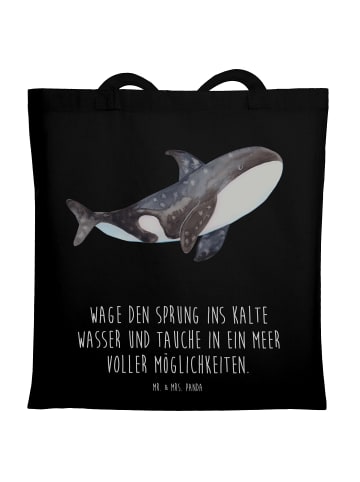 Mr. & Mrs. Panda Tote Bag Orca mit Spruch in Schwarz