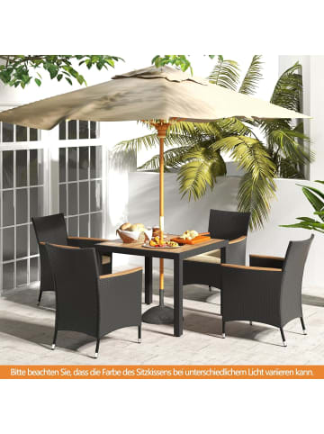 COSTWAY 5 TLG. Rattan Gartenmöbel Set in Schwarz