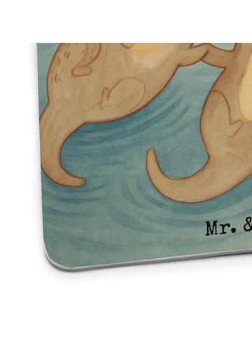 Mr. & Mrs. Panda Bierdeckel Otter Hände halten Design mit Spruch in Weiß