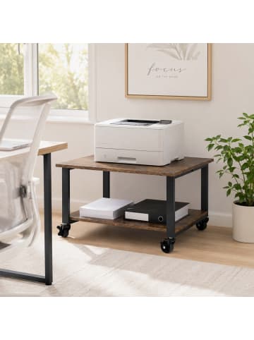 relaxdays Druckertisch in Braun/ Schwarz - (B)50 x (H)32 x (T)50 cm