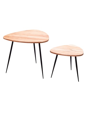 KADIMA DESIGN Satztisch 2er-Set | Akazie Premium, Metall, Industrial
