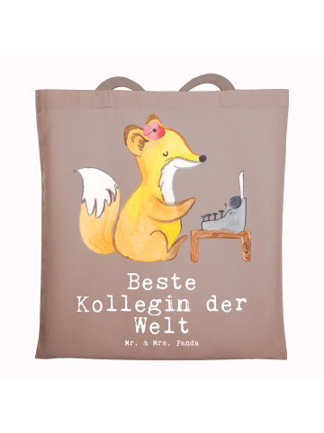 Mr. & Mrs. Panda Tragetasche Fuchs Beste Kollegin der Welt mit S... in Braun Pastell