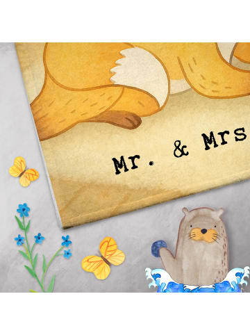 Mr. & Mrs. Panda Handtuch Fuchs Lesen Design ohne Spruch in Weiß