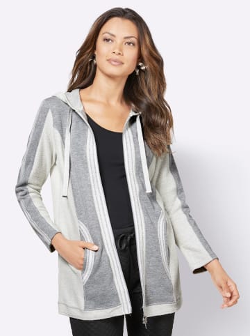 creation L Shirtjacke in steingrau-ecru-gemustert