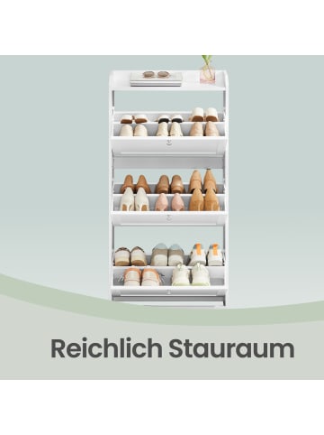 VASAGLE Schuhschrank Siren in Weiß - (B)60 x (H)121.2 x (T)24 cm