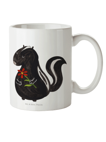 Mr. & Mrs. Panda Kaffeetasse Stinktier Blume ohne Spruch in Weiß