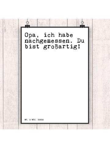 Mr. & Mrs. Panda Poster Opa, ich habe nachgemessen.... mit Spruch in Weiß