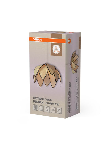 Osram Decor Rattan Lotus Pendelleuchte 670mm E27 Braun