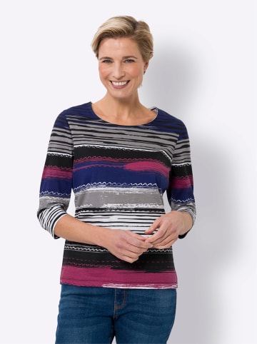 Sieh an! 3/4-Arm-Shirt in royalblau-schwarz-bedruckt