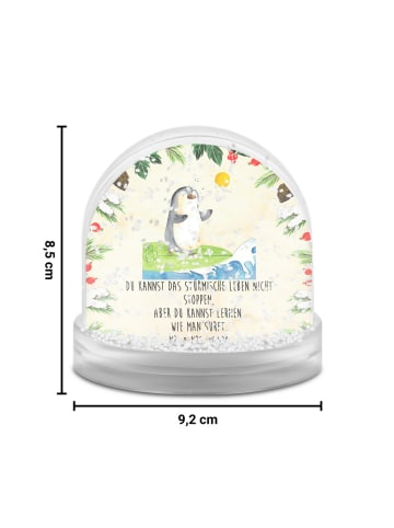 Mr. & Mrs. Panda Schneekugel Weihnachten Pinguin Surfer mit Spruch in Naturpapier
