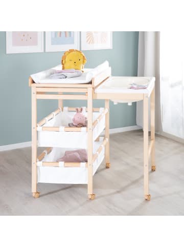 roba Bade-Wickelkombi 'Baby Pool', Holz natur, mit Wanne & Auflage Weiß