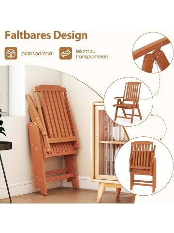 COSTWAY Gartenstuhl klappbar in Braun