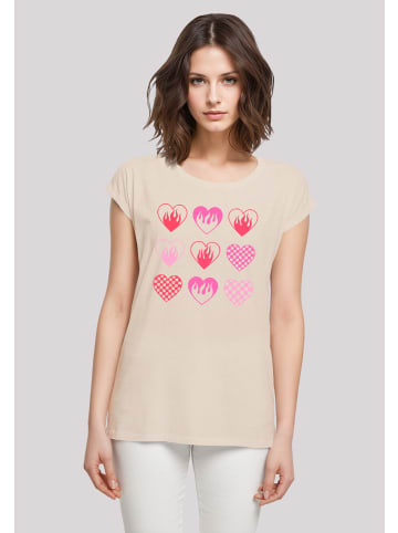 F4NT4STIC T-Shirt Internationaler Frauentag: Herzen in Flammen in Whitesand