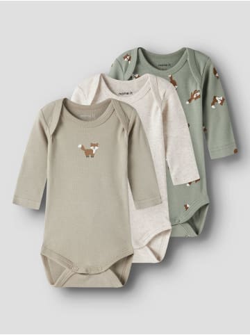 name it 3er Pack Langarmbodys NBMBODY 3P LS FOX in shadow