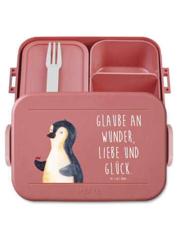 Mr. & Mrs. Panda Lunchbox Pinguin Marienkäfer Motiv mit Spruch in Rot Pastell