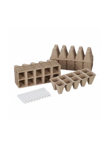relaxdays 200 x Anzuchttöpfe in Braun - (B)3,5 x (H)5,5 x (T)3,5 cm