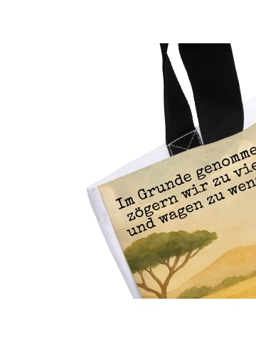 Mr. & Mrs. Panda Henkeltasche Giraffe Zufrieden Design mit Spruch in Weiß