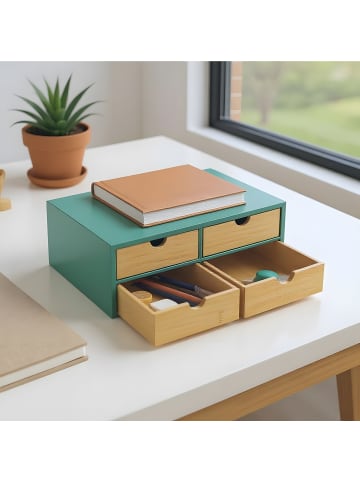 relaxdays Schreibtisch Organizer in Mint/ Natur - (B)33 x (H)14 x (T)21 cm
