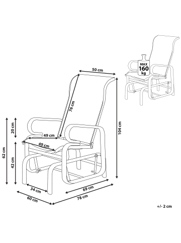 Beliani Sessel BORGIO in Braun/Grau - (W) 60 x (H) 104 x (L) 78 cm
