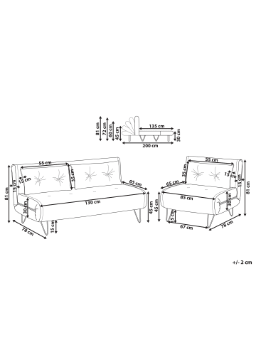 Beliani 2-tlg Sitzgruppe VESTFOLD in Grau/Schwarz