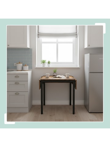 relaxdays Esstisch in Dunkelbraun/ Schwarz – (B)120 x (H)76 x (T)78 cm