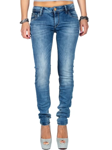 Cipo & Baxx Damen Slim Fit Jeans Stonewashed in Blue
