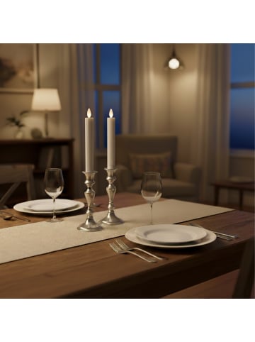 relaxdays 4 x LED Stabkerzen in Hellgrau